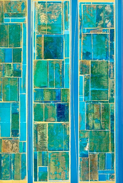 2016 36 x 24" Acrylics and metal leaf on panel