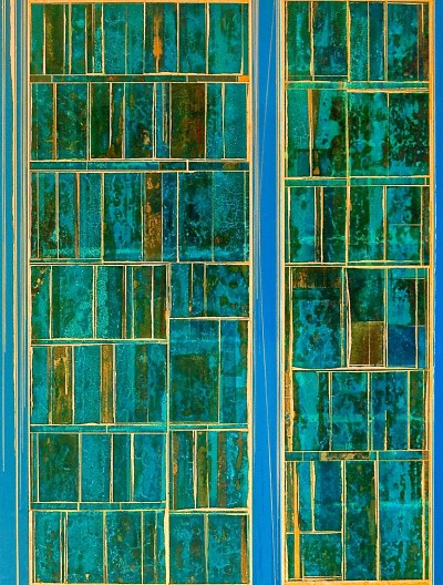 Blue Desert No.2 2015 40 x 30" Acrylics and metal leaf on panel