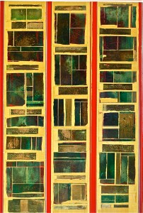 Projections No.10 2014 36 x 24" Acrylics and metal leaf on panel