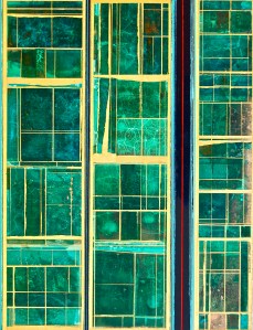 Projections No.18 2014 24 x18" Acrylics and metal leaf on panel