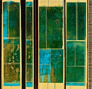 Projections No.11 2014 12 x 12" Acrylics and metal leaf on panel