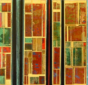 Projections No.12 2014 12 x 12" Acrylics and metal leaf on panel