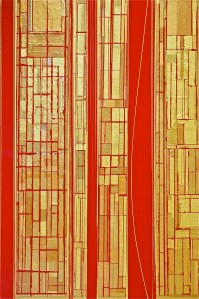 Projections No.14 2014 36 x 24" Acrylics and metal leaf on panel