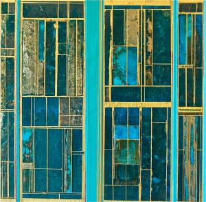 Projections No.19 2014 12 x 12" Acrylics and metal leaf on panel