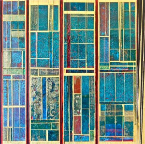 Projections No.20 2014 12x12" Acrylics and metal leaf on panel