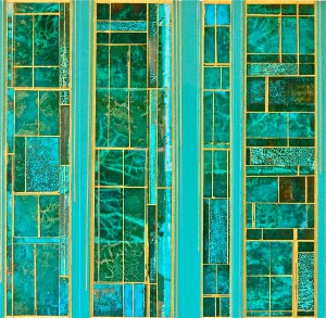 Projections No.22 2014 12 x12" Acrylics and metal leaf on panel